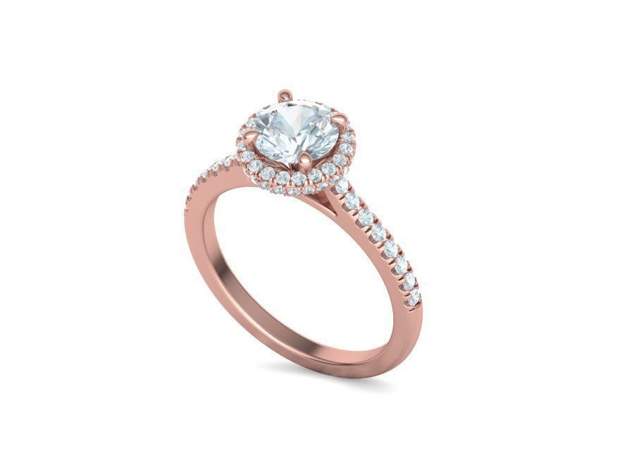 Anillo de Compromiso Halo y Corona con Incrustaciones