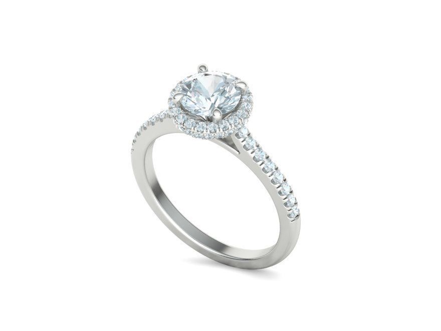 Hermoso Anillo de Compromiso Halo y Corona con Incrustaciones