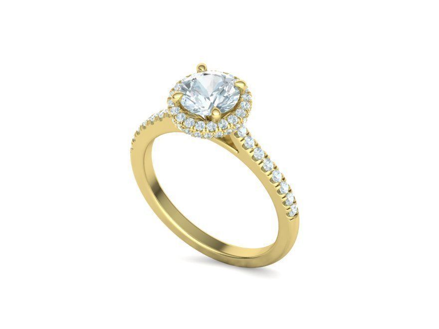 Anillo de Compromiso Halo y Corona con Incrustaciones