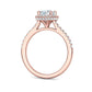 Hermoso Anillo de Compromiso Halo y Corona con Incrustaciones
