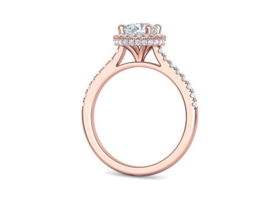 Hermoso Anillo de Compromiso Halo y Corona con Incrustaciones