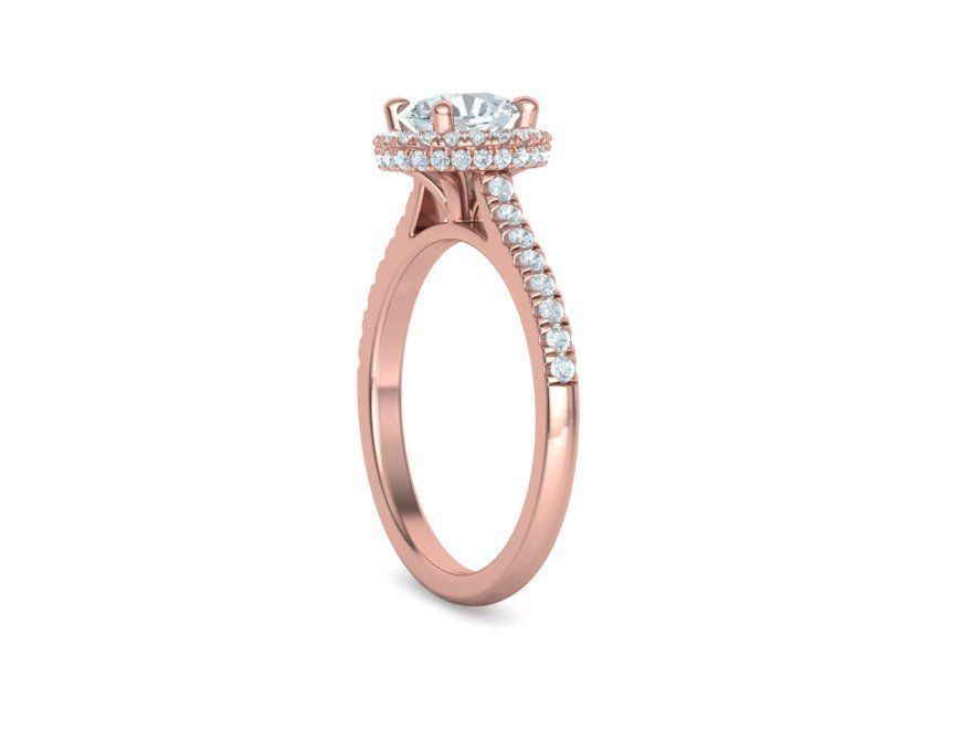 Anillo de Compromiso Halo y Corona con Incrustaciones