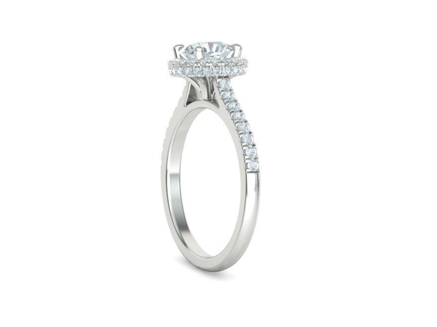 Anillo de Compromiso Halo y Corona con Incrustaciones