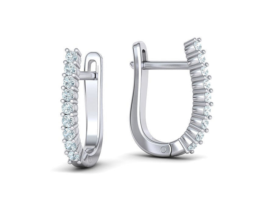 Aretes Huggies de oro 14k con Brillantes Incrustaciones