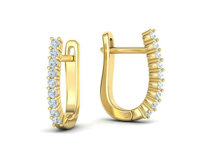 Aretes Huggies de oro 14k con Brillantes Incrustaciones
