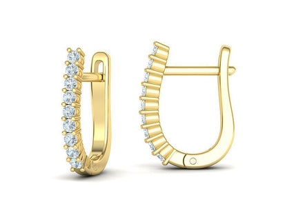 Aretes Huggies de oro 14k con Brillantes Incrustaciones