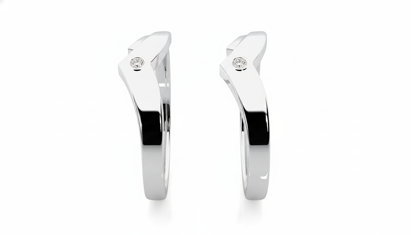 Dúo de Argollas Thung Curvo con Diamante