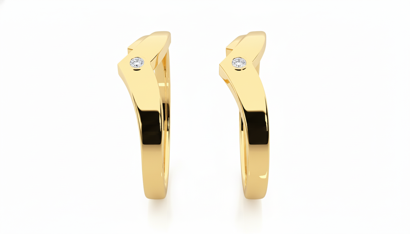 Dúo de Argollas Thung Curvo con Diamante