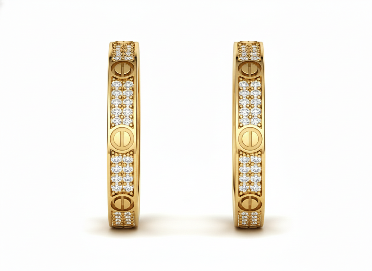 Dúo de Argollas Banda con Diseño Love y Diamantes Pavé 3mm