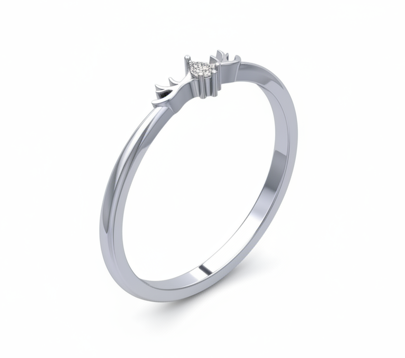 Anillo de Compromiso Solitario con Diamante Pera y Brazos Estilizados