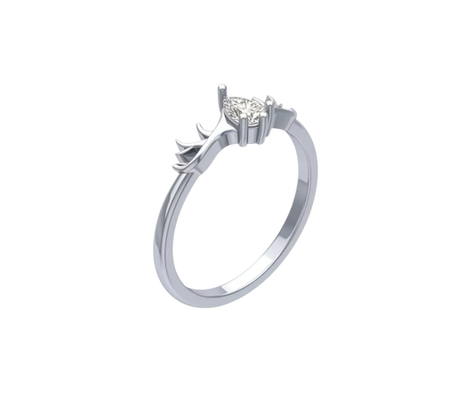Anillo de Compromiso Solitario con Diamante Pera y Brazos Estilizados