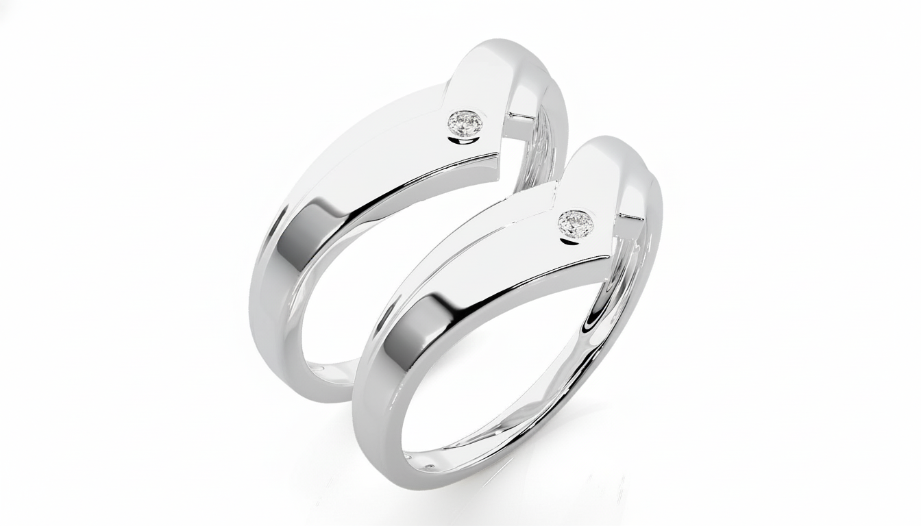Dúo de Argollas Thung Curvo con Diamante