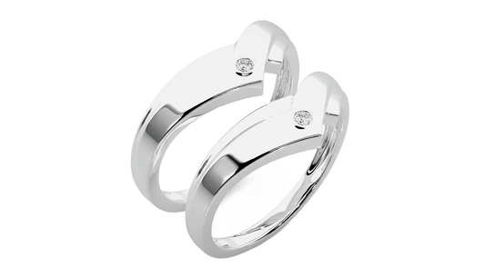 Dúo de Argollas Thung Curvo con Diamante