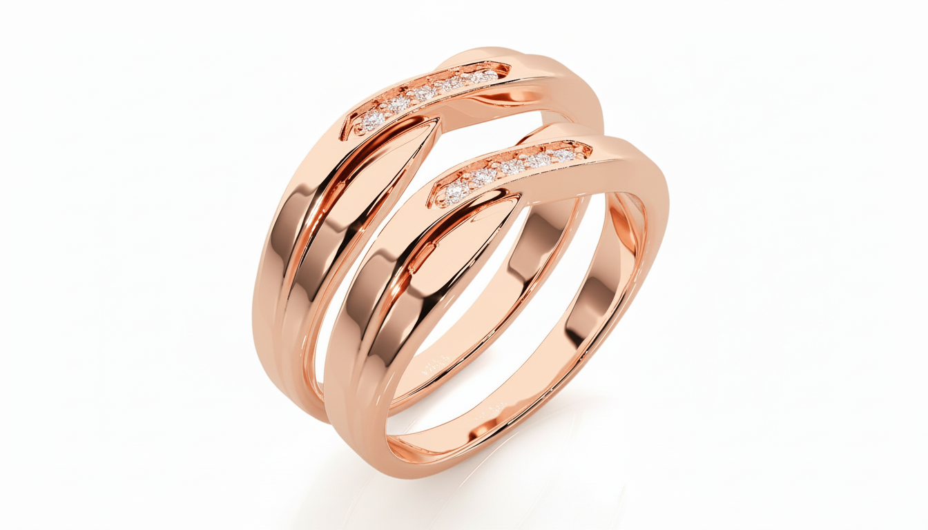 Dúo de Argollas Trenzadas con Diamantes