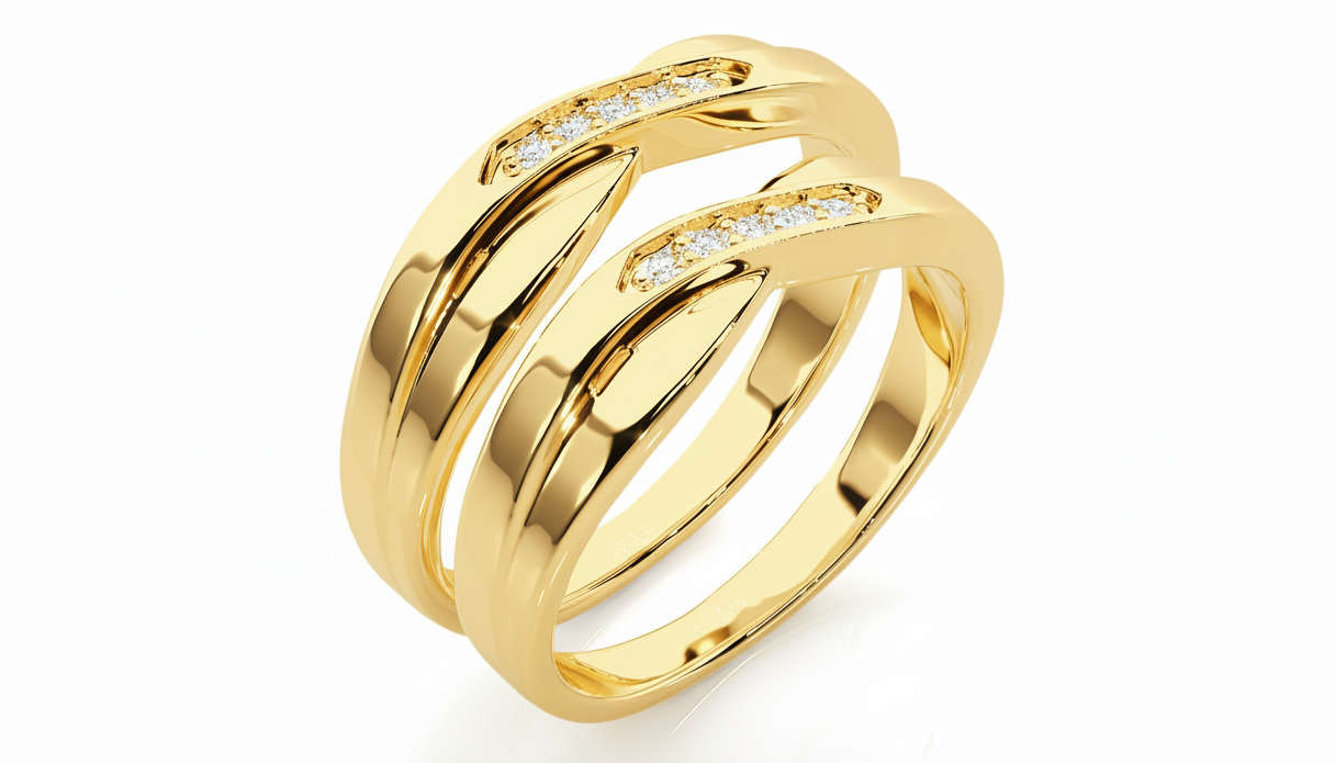 Dúo de Argollas Trenzadas con Diamantes