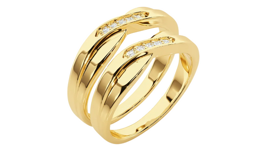 Dúo de Argollas Trenzadas con Diamantes
