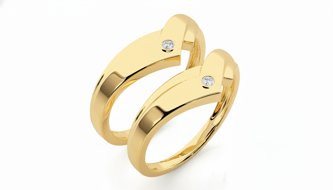 Dúo de Argollas Thung Curvo con Diamante