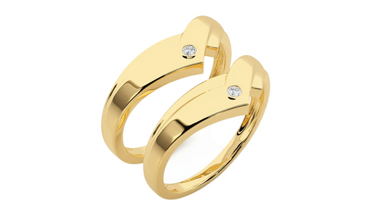 Dúo de Argollas Thung Curvo con Diamante