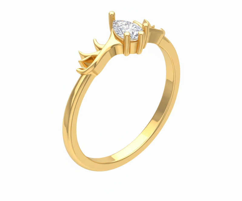 Anillo de Compromiso Solitario con Diamante Pera y Brazos Estilizados