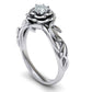 Anillo de Compromiso Leaves Rose de Oro 14k con Incrustaciones