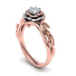 Anillo de Compromiso Leaves Rose de Oro 14k con Incrustaciones