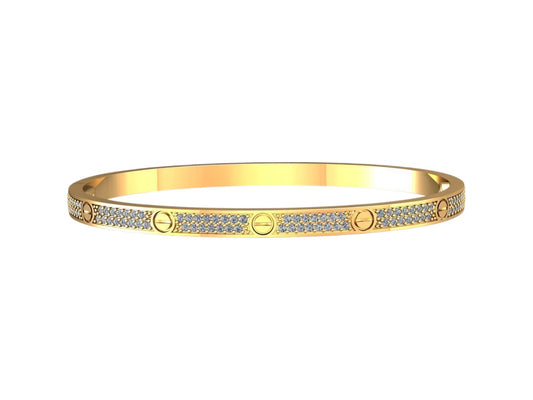 Refinado Brazalete Love Small de Oro Amarillo Acompañado de Incrustaciones