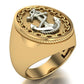 Anillo de Oro Amarillo  14k con Ancla de Oro Blanco