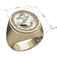 Anillo de Oro Amarillo  14k con Ancla de Oro Blanco