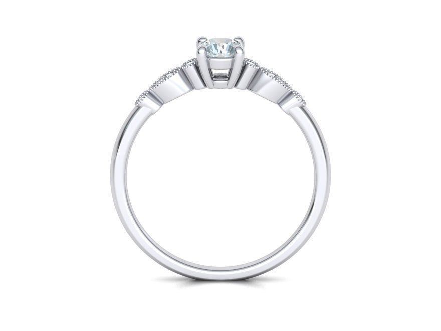 Anillo de Compromiso Milgrain de Oro 14k con Incrustaciones
