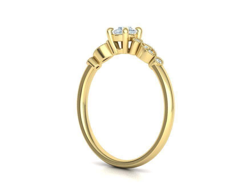 Anillo de Compromiso Milgrain de Oro 14k con Incrustaciones