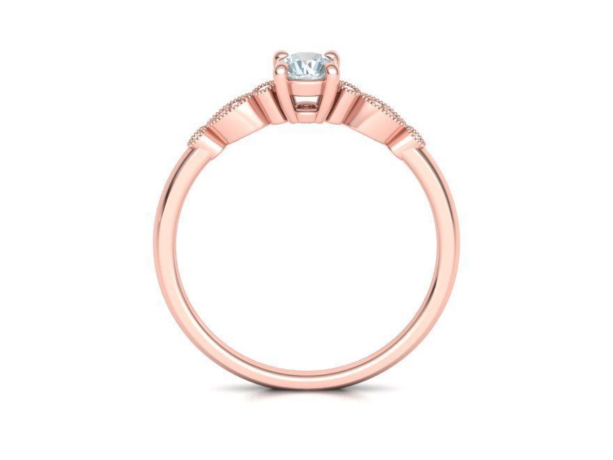 Anillo de Compromiso Milgrain de Oro 14k con Incrustaciones
