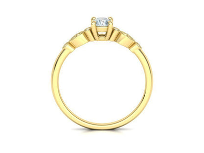Anillo de Compromiso Milgrain de Oro 14k con Incrustaciones