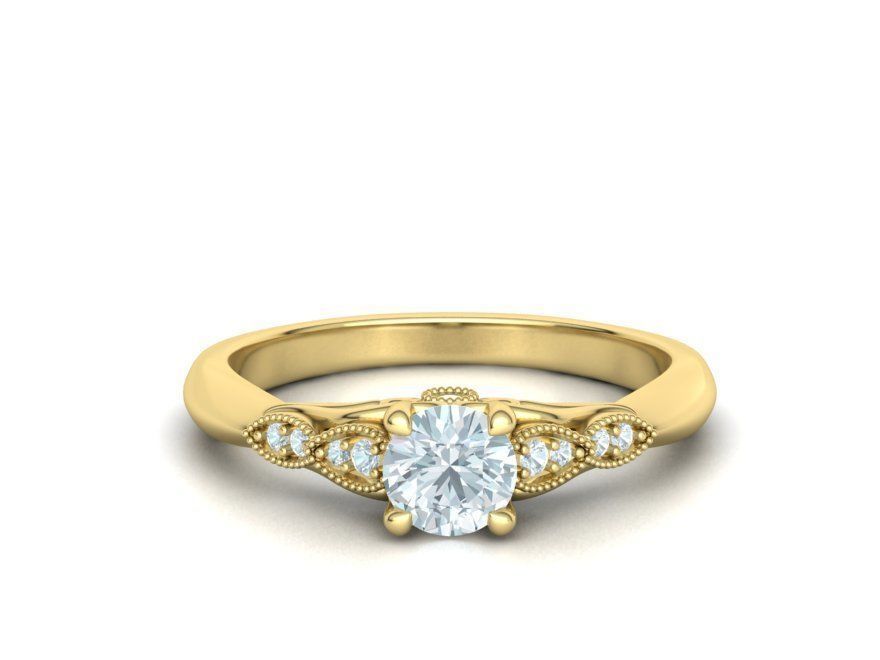 Anillo de compromiso Nautilus de Oro 14k con Deslumbrantes Incrustaciones