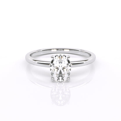 Anillo Solitario De Corte Oval Con Engaste De Cuatro Garras