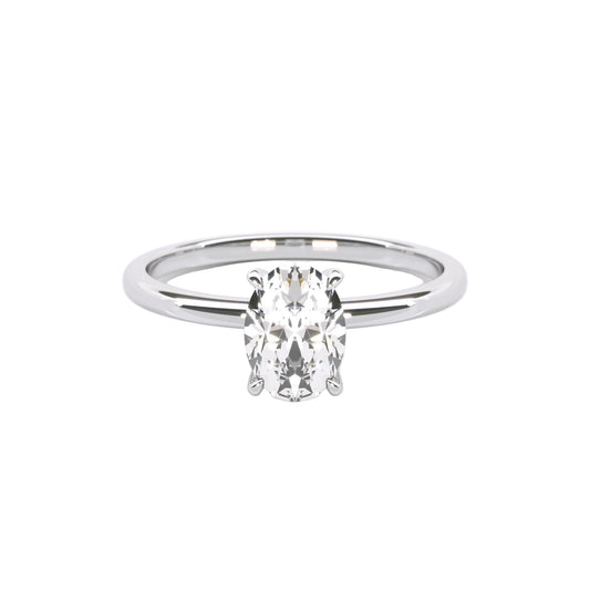 Anillo Solitario De Corte Oval Con Engaste De Cuatro Garras