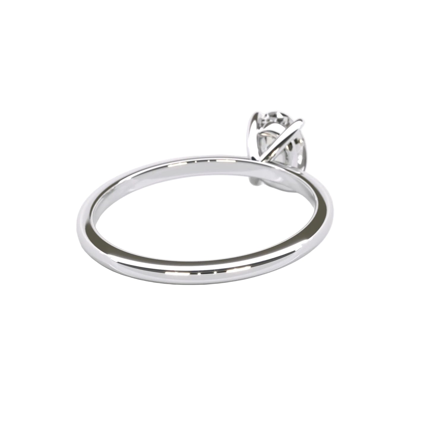 Anillo Solitario De Corte Oval Con Engaste De Cuatro Garras