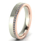Juego de Argollas de Oro Blanco con Borde de Oro Rosado 14k y Adornos de Diamante