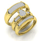 Trio de Argollas Matrimoniales Oro Amarillo con Solitario de Gota