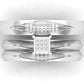 Trio de Argollas Matrimoniales de Oro Blanco con Solitario Cuadrado