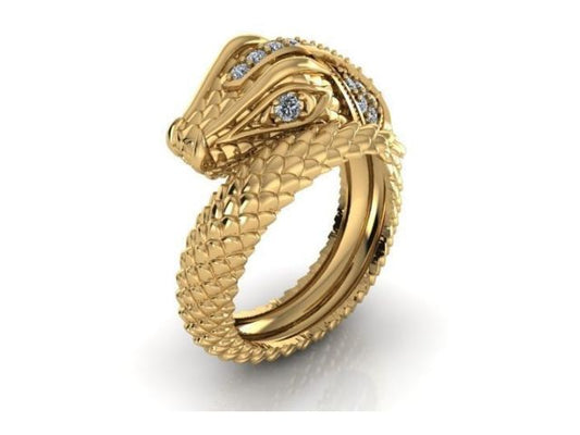 Anillo de Serpiente Oro Amarillo 18k con Incrustaciones