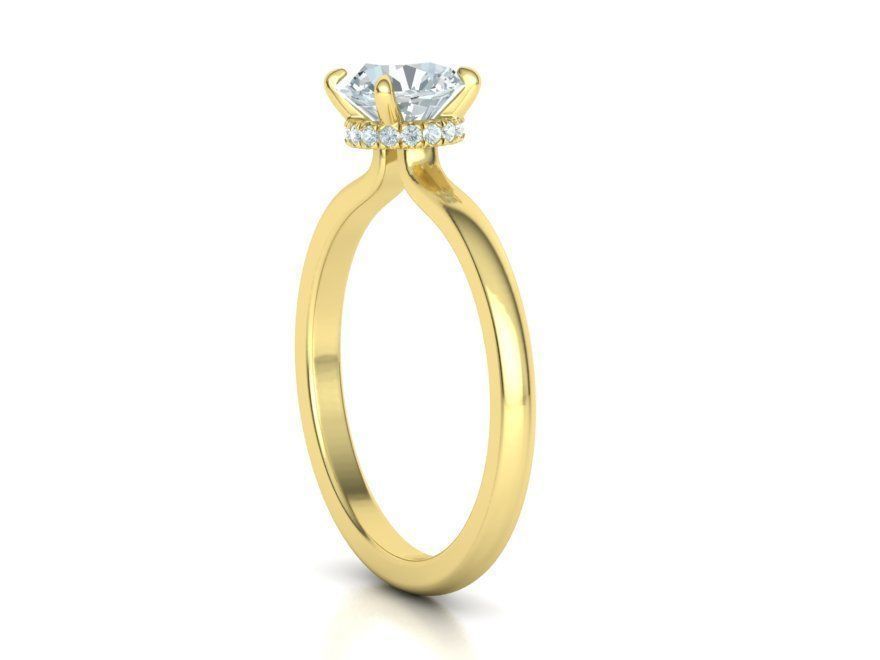 Anillo de Compromiso Solitaire "Halo Brillante" de Oro 14k