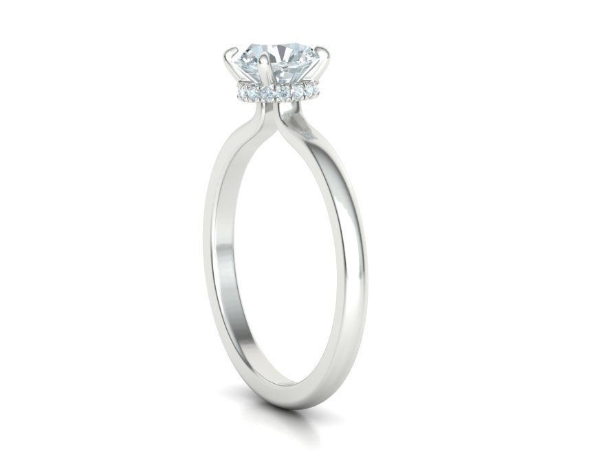 Anillo de Compromiso Solitaire "Halo Brillante" de Oro 14k