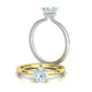 Anillo de Compromiso Solitaire "Halo Brillante" de Oro 14k