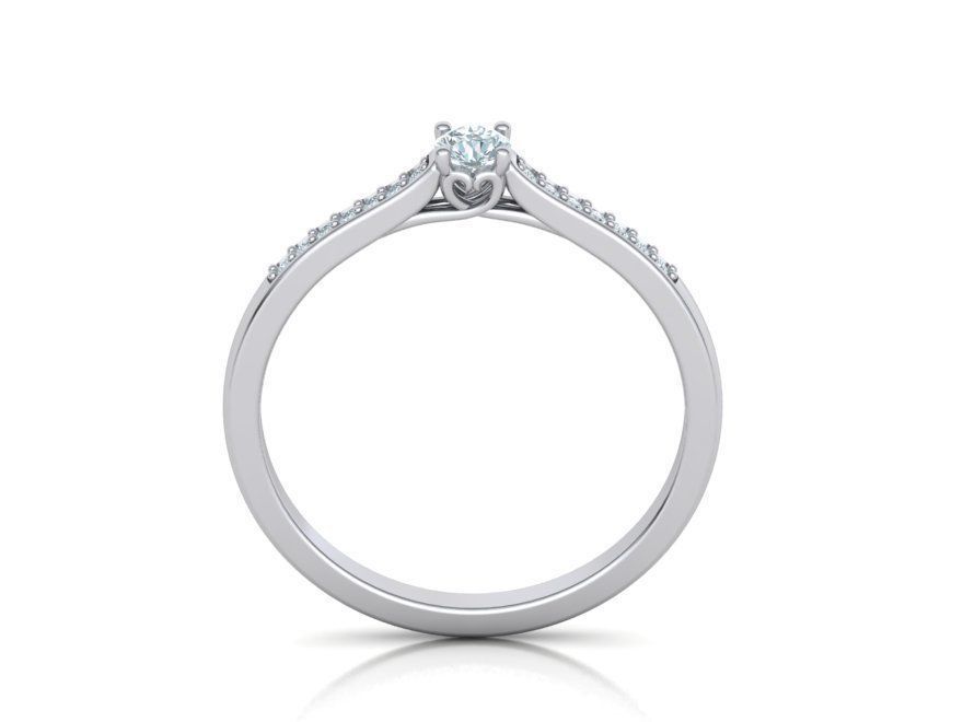 Anillo de Compromiso Solitaire Oro 14k con Incrustaciones Resplandecientes
