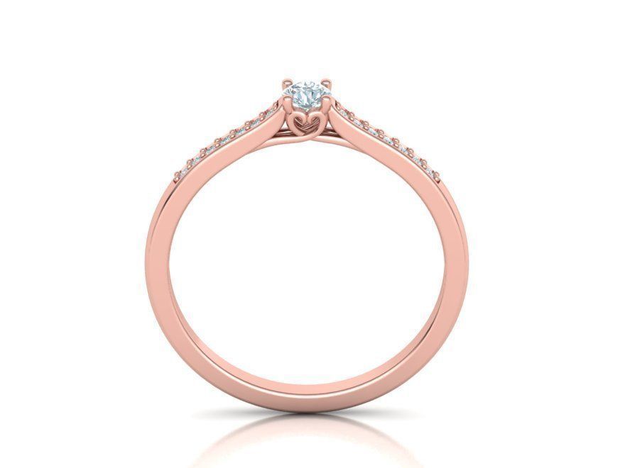 Anillo de Compromiso Solitaire Oro 14k con Incrustaciones Resplandecientes