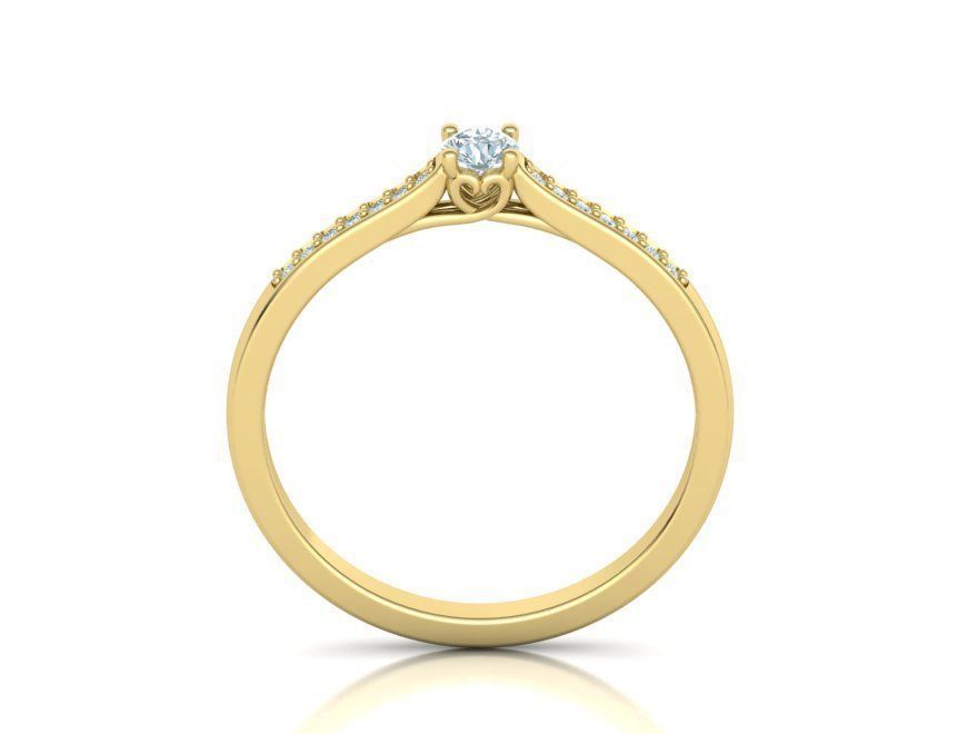 Anillo de Compromiso Solitaire Oro 14k con Incrustaciones Resplandecientes
