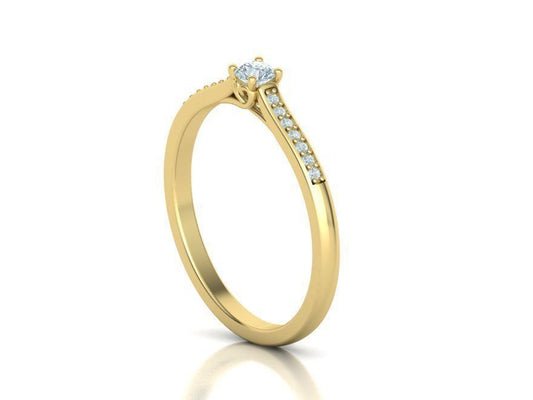 Anillo de Compromiso Solitaire Oro 14k con Incrustaciones Resplandecientes
