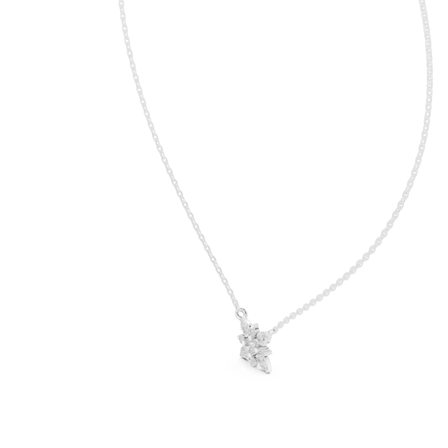 Collar Solitario Flor Redonda con Incrustaciones