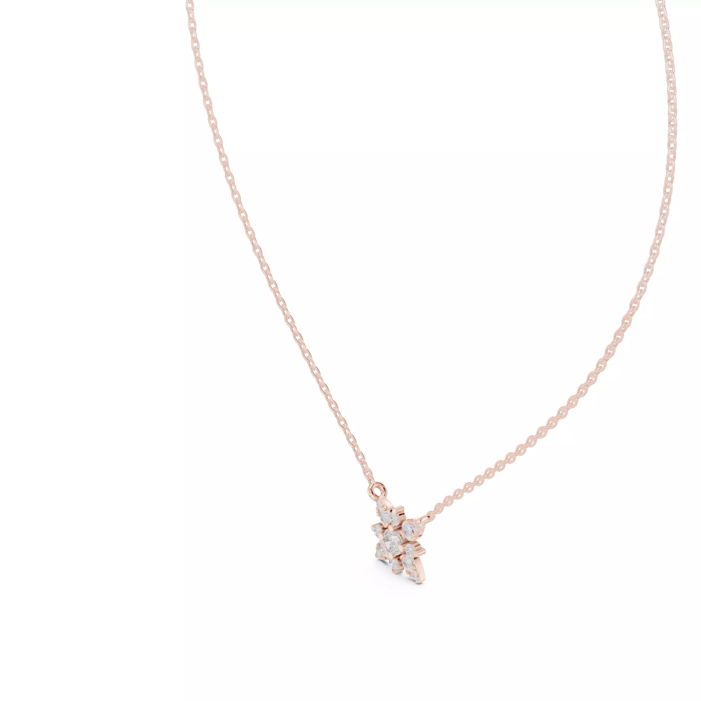 Collar Solitario Flor Redonda con Incrustaciones