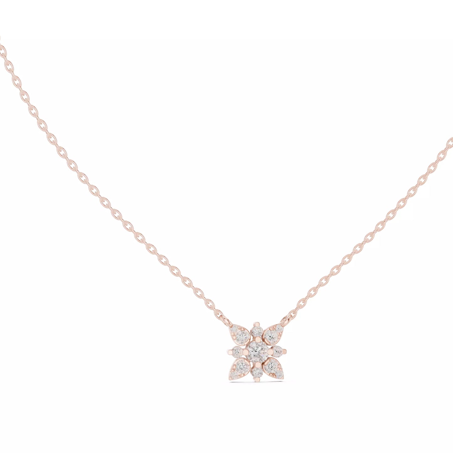 Collar Solitario Flor Redonda con Incrustaciones